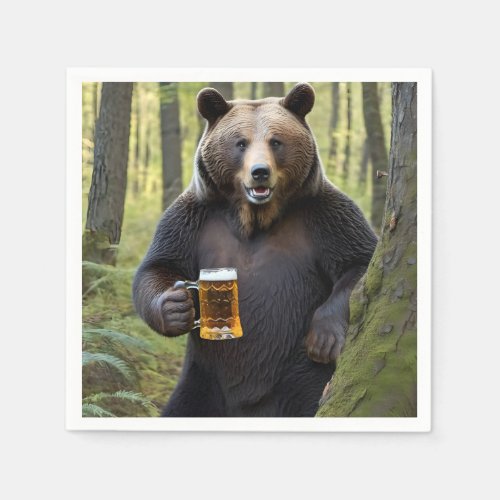Bear with Birthday Beer Napkins