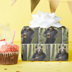 Bear with Birthday Beer Wrapping Paper