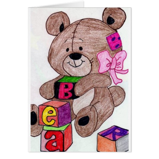 bear with blocks cards (Front)