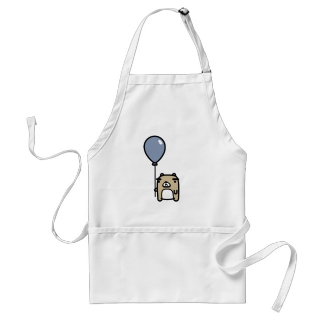 Bear With Blue Balloon Adult Apron (Front)