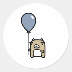 Bear With Blue Balloon Classic Round Sticker