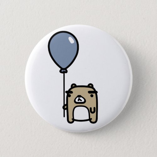 Bear With Blue Balloon Pinback Button