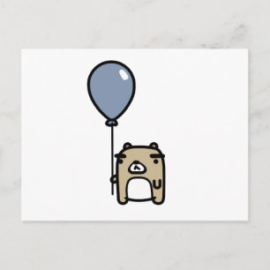 Bear With Blue Balloon Postcard