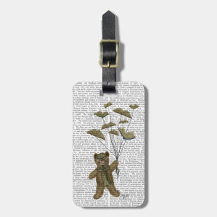 Bear with Book Butterflies Luggage Tag