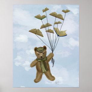 Bear with Book Butterflies Poster