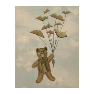 Bear with Book Butterflies Wood Wall Decor
