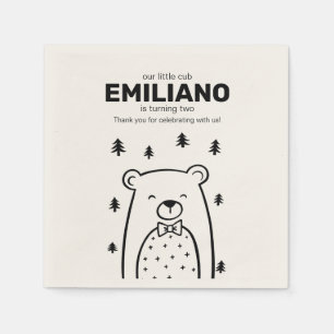 Bear with Bow Tie, Boy's birthday cocktail napkins