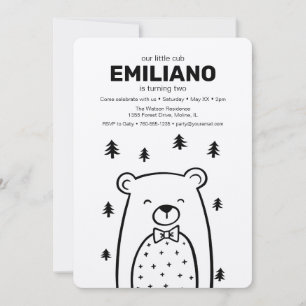 Bear with Bow Tie, Boy's birthday party invitation
