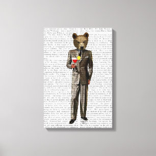 Bear with Cocktail Canvas Print