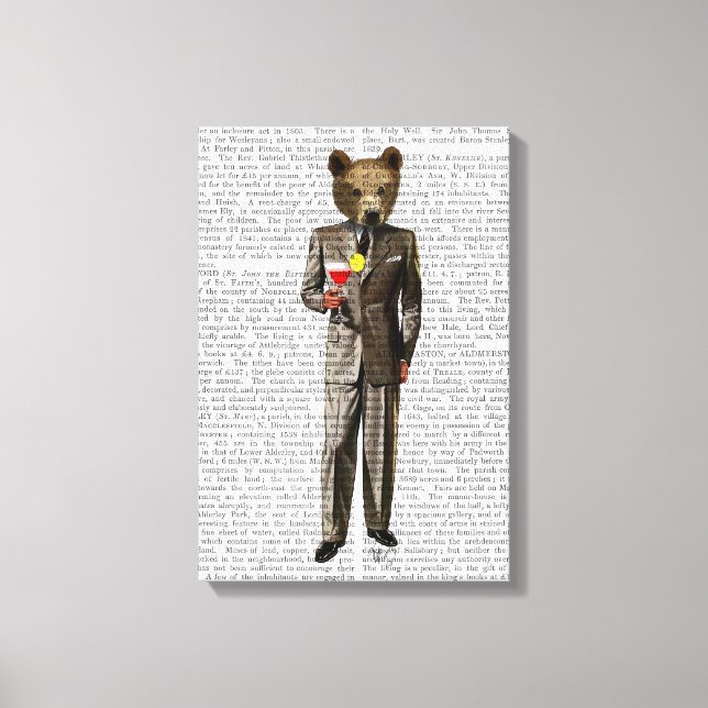 Bear with Cocktail Canvas Print (Front)