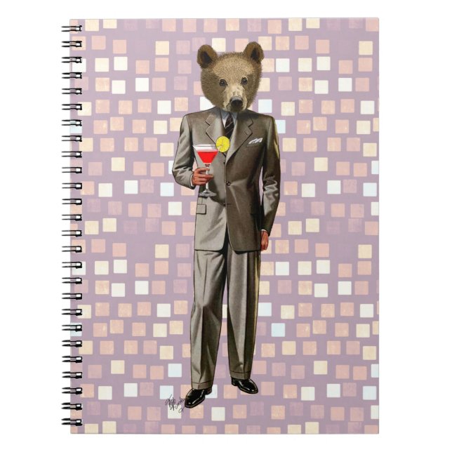 Bear With Cocktail Notebook (Front)