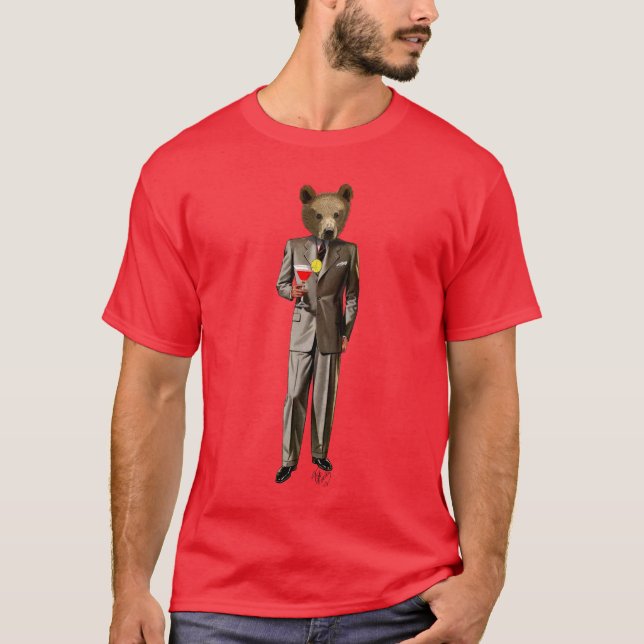 Bear with Cocktail T-Shirt (Front)