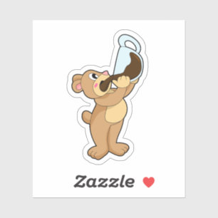 Bear with Coffee Cup Sticker