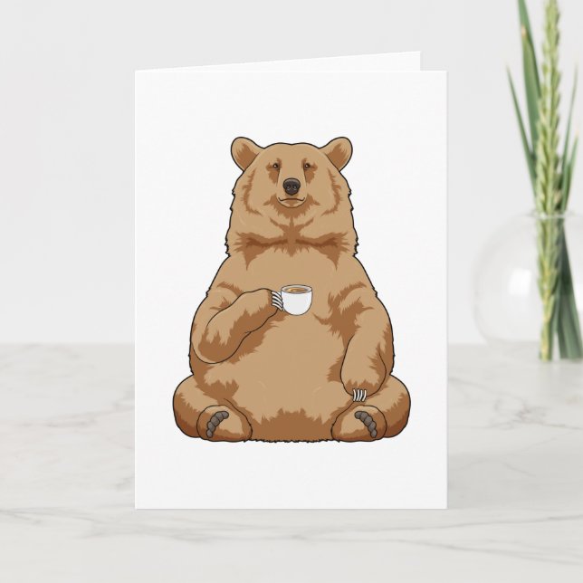 Bear with Cup of Coffee Card (Front)