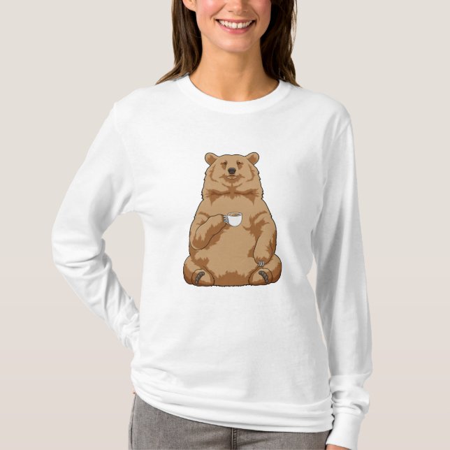 Bear with Cup of Coffee T-Shirt (Front)