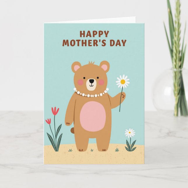 Bear With Daisy Mothers Day Card (Front)