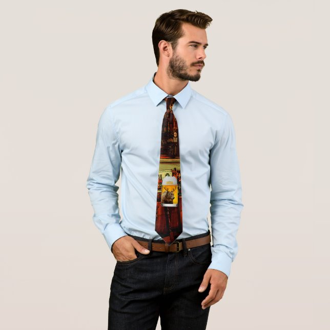 Bear With Deer Horns Beer Mug Pub Owner Cool Funny Neck Tie (In Situ)