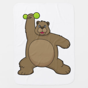 Bear with Dumbbell at Yoga Fitness Baby Blanket
