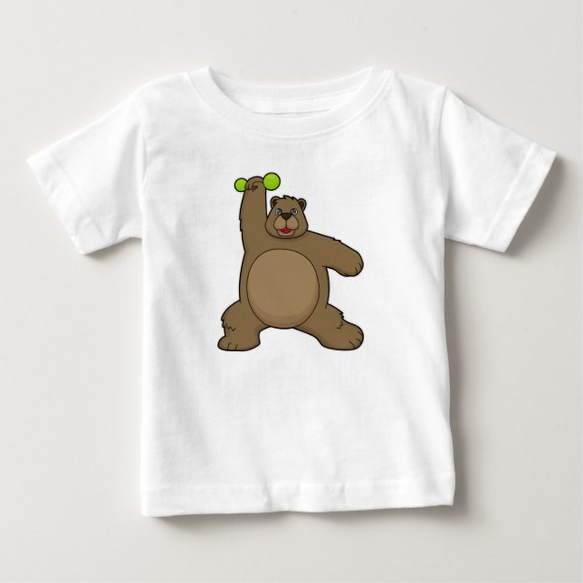 Bear with Dumbbell at Yoga Fitness Baby T-Shirt (Front)