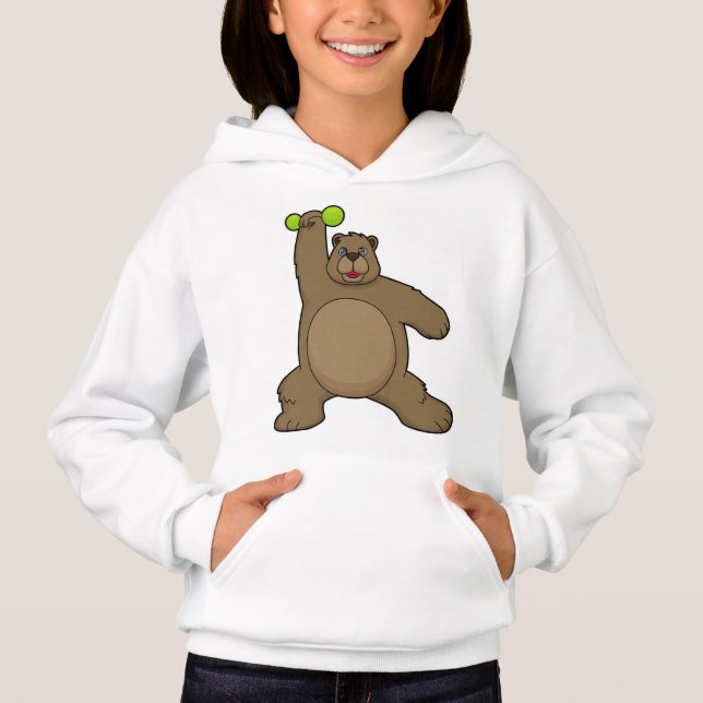 Bear with Dumbbell at Yoga Fitness Hoodie (Front)