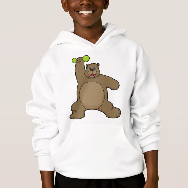 Bear with Dumbbell at Yoga Fitness Hoodie (Front)