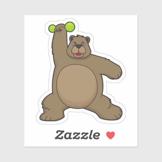 Bear with Dumbbell at Yoga Fitness Sticker (Sheet)