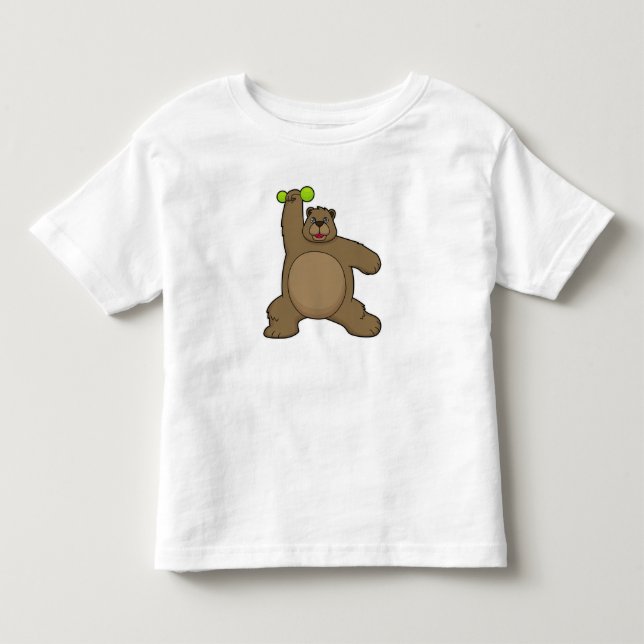 Bear with Dumbbell at Yoga Fitness Toddler T-shirt (Front)