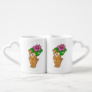 Bear with Flower Hibiscus Coffee Mug Set