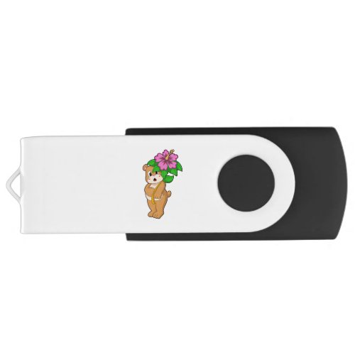 Bear with Flower Hibiscus Flash Drive