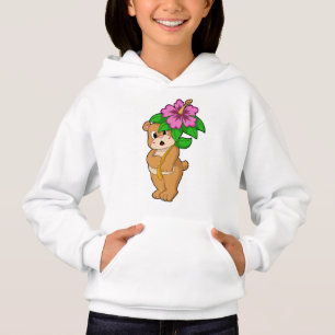Bear with Flower Hibiscus Hoodie