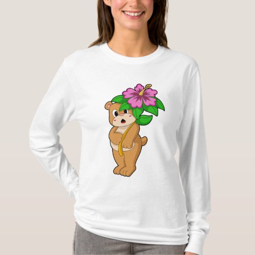 Bear with Flower Hibiscus T_Shirt