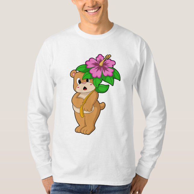 Bear with Flower Hibiscus T-Shirt (Front)