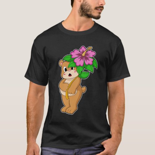 Bear with Flower Hibiscus T_Shirt