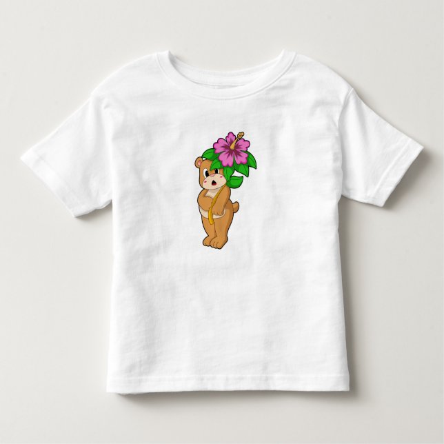 Bear with Flower Hibiscus Toddler T-shirt (Front)
