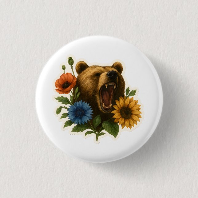Bear with Flowers Button (Front)