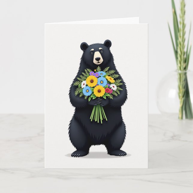 Bear With Flowers Mothers Day Card (Front)
