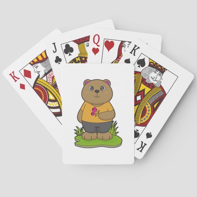 Bear with Flowers Poker Cards (Back)