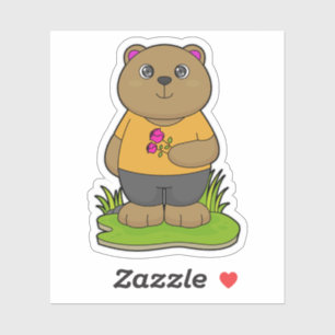Bear with Flowers Sticker