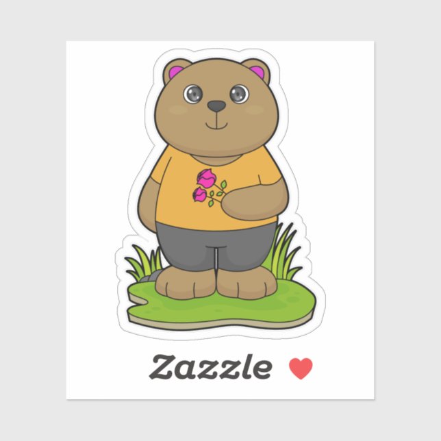 Bear with Flowers Sticker (Sheet)