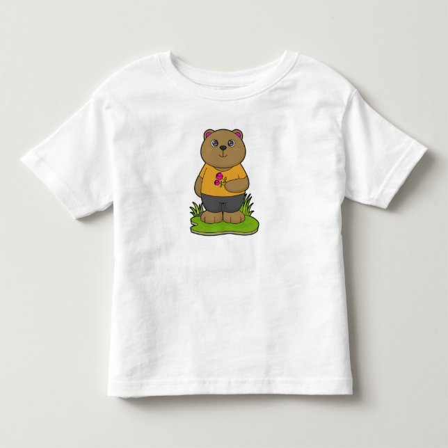 Bear with Flowers Toddler T-shirt (Front)