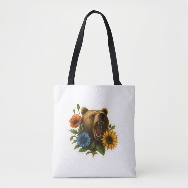 Bear with Flowers Tote Bag (Front)