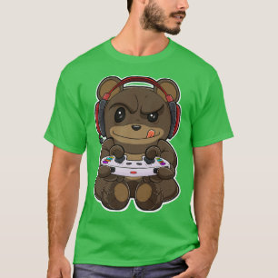 Bear With Gaming Controller I Funny Gaming I Gamer T-Shirt