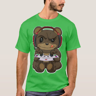 Bear With Gaming Controller I Funny Gaming I Gamer T-Shirt