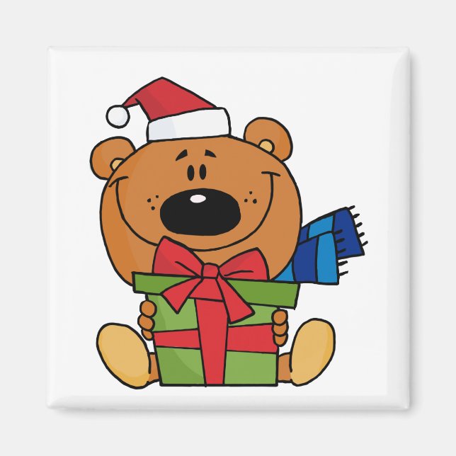 Bear With Gift Holiday Tshirts and Gifts Magnet (Front)