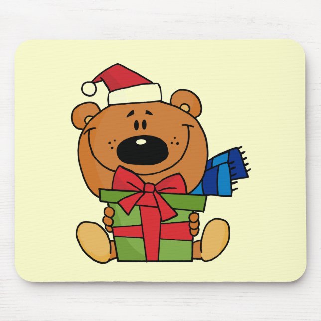 Bear With Gift Holiday Tshirts and Gifts Mouse Pad (Front)