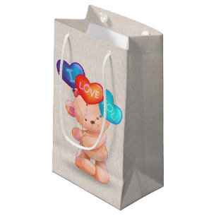 Bear with I Love You Balloons Small Gift Bag