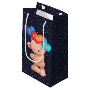 Bear with I Love You Balloons Small Gift Bag