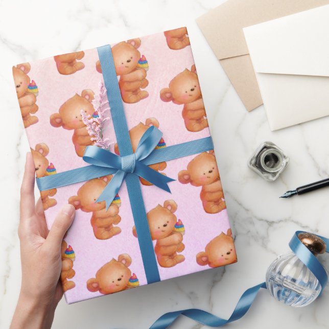 Bear with Ice Cream Cone Wrapping Paper (Gifting)