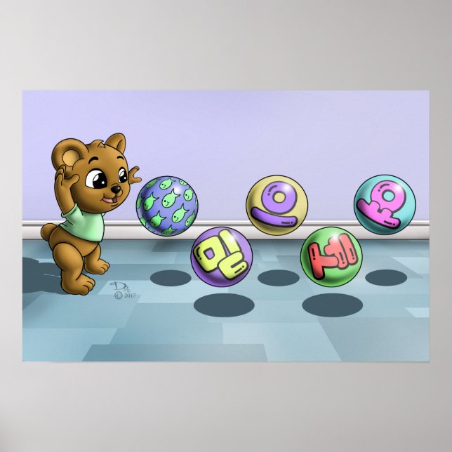 Bear with Korean Word Poster (Front)