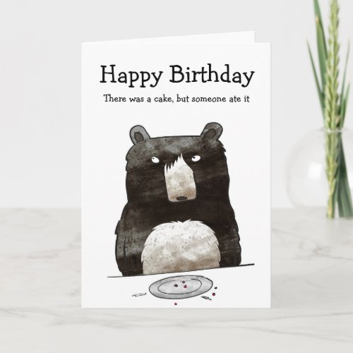 Bear with missing cake birthday card
